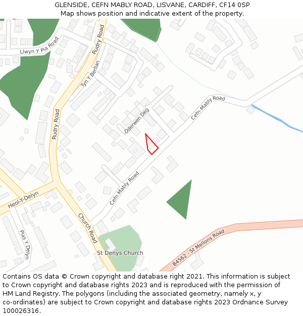 GLENSIDE, CEFN MABLY ROAD, LISVANE, CARDIFF, CF14 0SP: Location map and indicative extent of plot