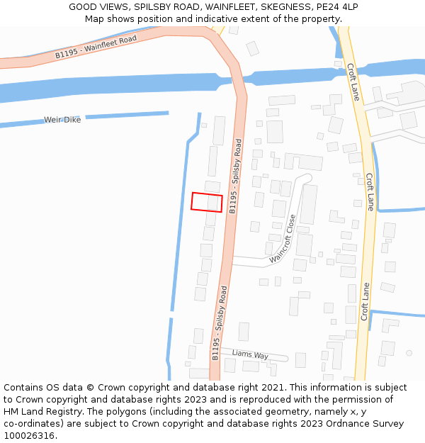 GOOD VIEWS, SPILSBY ROAD, WAINFLEET, SKEGNESS, PE24 4LP: Location map and indicative extent of plot