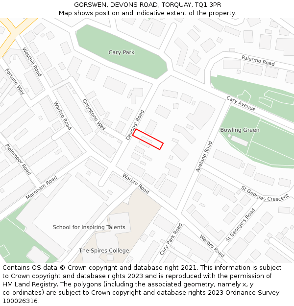 GORSWEN, DEVONS ROAD, TORQUAY, TQ1 3PR: Location map and indicative extent of plot
