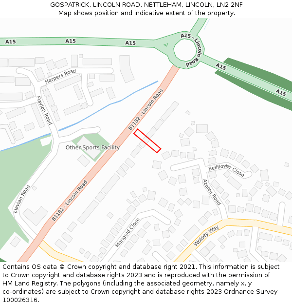 GOSPATRICK, LINCOLN ROAD, NETTLEHAM, LINCOLN, LN2 2NF: Location map and indicative extent of plot