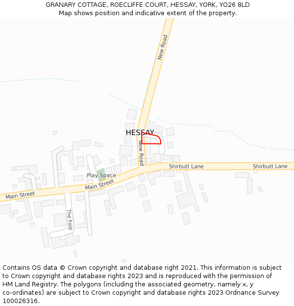 GRANARY COTTAGE, ROECLIFFE COURT, HESSAY, YORK, YO26 8LD: Location map and indicative extent of plot
