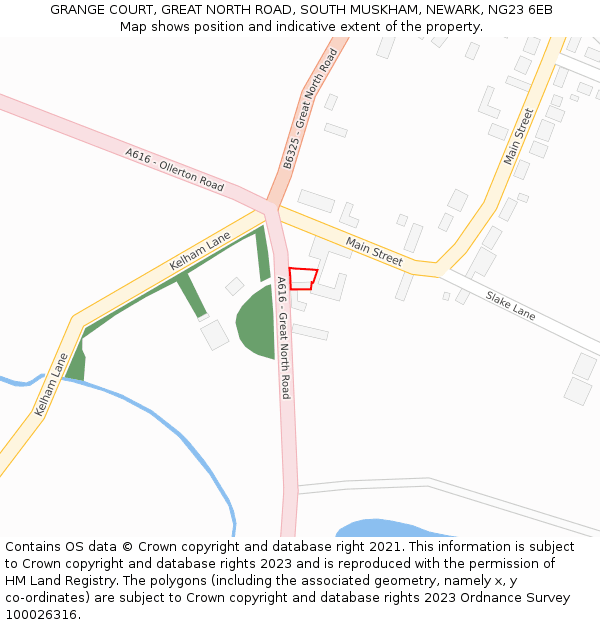 GRANGE COURT, GREAT NORTH ROAD, SOUTH MUSKHAM, NEWARK, NG23 6EB: Location map and indicative extent of plot