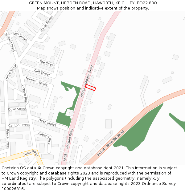 GREEN MOUNT, HEBDEN ROAD, HAWORTH, KEIGHLEY, BD22 8RQ: Location map and indicative extent of plot