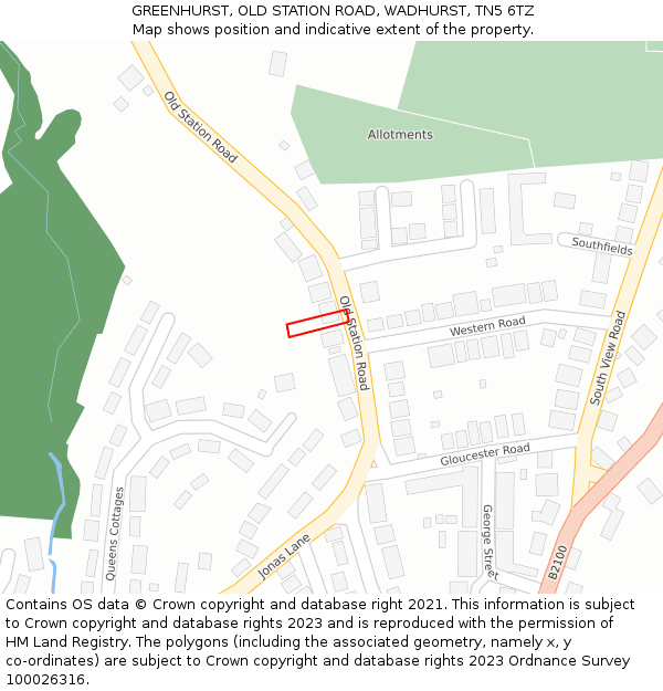 GREENHURST, OLD STATION ROAD, WADHURST, TN5 6TZ: Location map and indicative extent of plot