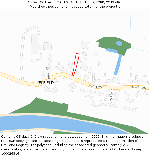 GROVE COTTAGE, MAIN STREET, KELFIELD, YORK, YO19 6RG: Location map and indicative extent of plot