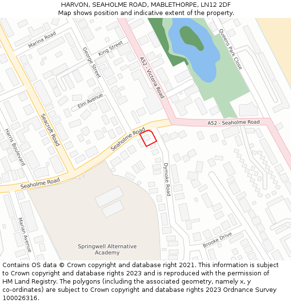 HARVON, SEAHOLME ROAD, MABLETHORPE, LN12 2DF: Location map and indicative extent of plot