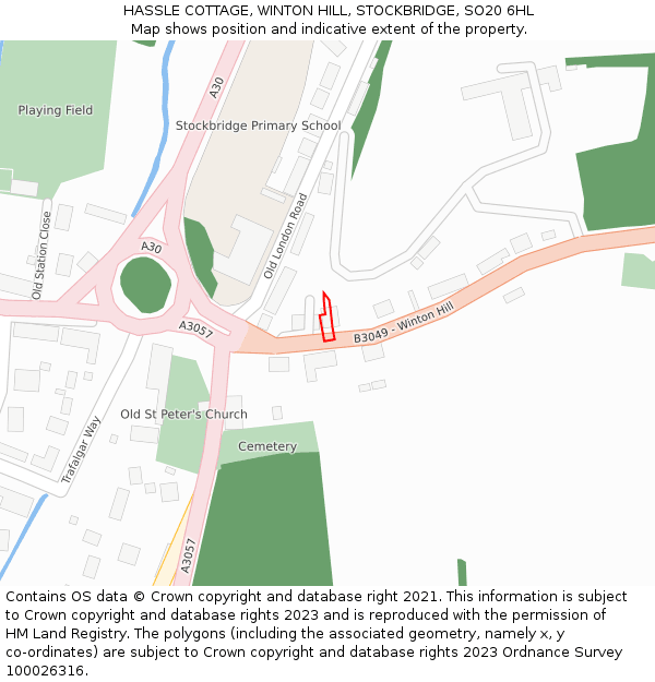 HASSLE COTTAGE, WINTON HILL, STOCKBRIDGE, SO20 6HL: Location map and indicative extent of plot