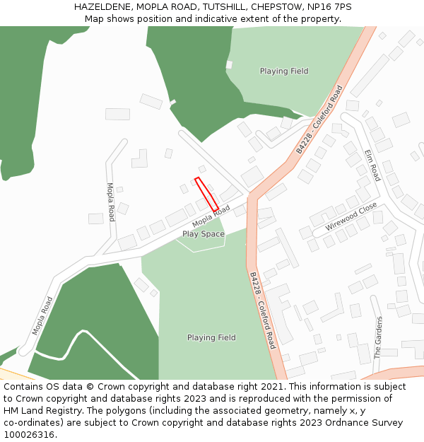 HAZELDENE, MOPLA ROAD, TUTSHILL, CHEPSTOW, NP16 7PS: Location map and indicative extent of plot