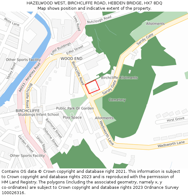 HAZELWOOD WEST, BIRCHCLIFFE ROAD, HEBDEN BRIDGE, HX7 8DQ: Location map and indicative extent of plot