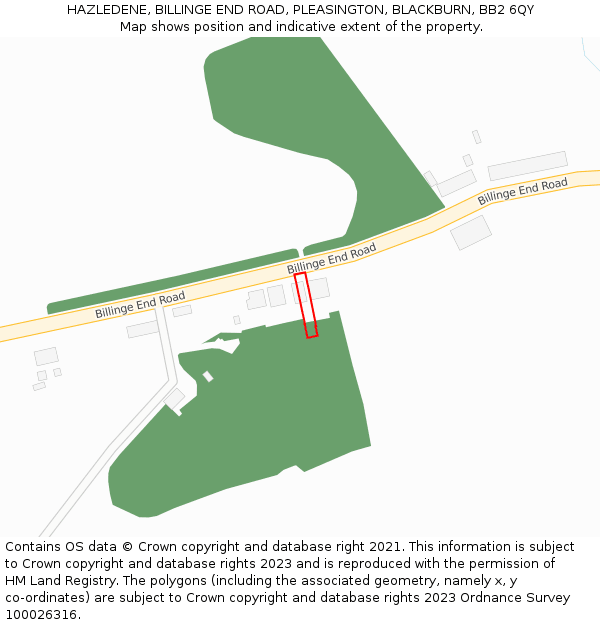 HAZLEDENE, BILLINGE END ROAD, PLEASINGTON, BLACKBURN, BB2 6QY: Location map and indicative extent of plot