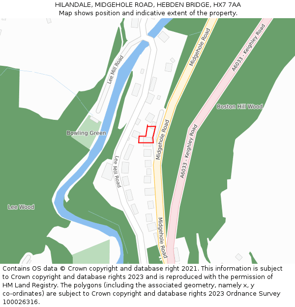 HILANDALE, MIDGEHOLE ROAD, HEBDEN BRIDGE, HX7 7AA: Location map and indicative extent of plot