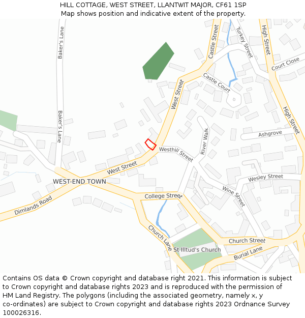 HILL COTTAGE, WEST STREET, LLANTWIT MAJOR, CF61 1SP: Location map and indicative extent of plot