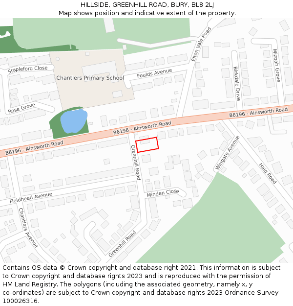HILLSIDE, GREENHILL ROAD, BURY, BL8 2LJ: Location map and indicative extent of plot
