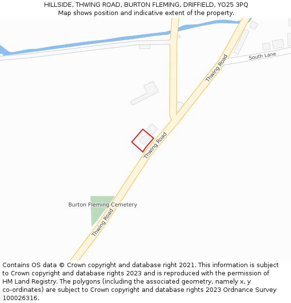 HILLSIDE, THWING ROAD, BURTON FLEMING, DRIFFIELD, YO25 3PQ: Location map and indicative extent of plot