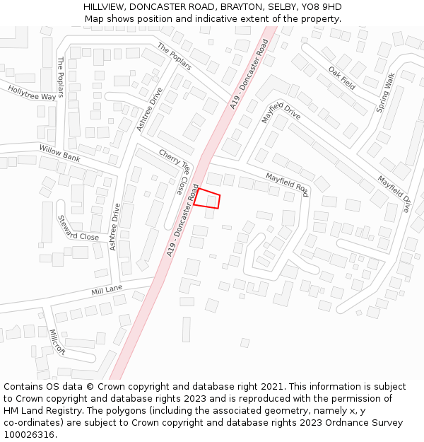 HILLVIEW, DONCASTER ROAD, BRAYTON, SELBY, YO8 9HD: Location map and indicative extent of plot