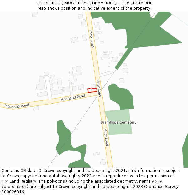 HOLLY CROFT, MOOR ROAD, BRAMHOPE, LEEDS, LS16 9HH: Location map and indicative extent of plot