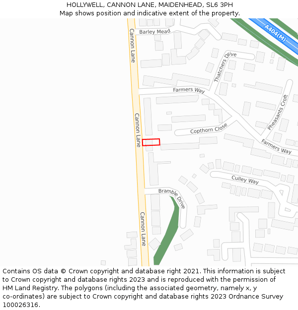 HOLLYWELL, CANNON LANE, MAIDENHEAD, SL6 3PH: Location map and indicative extent of plot