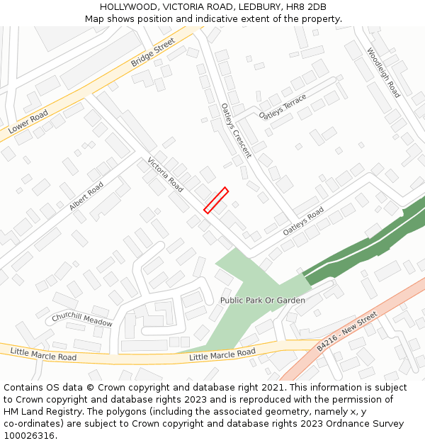 HOLLYWOOD, VICTORIA ROAD, LEDBURY, HR8 2DB: Location map and indicative extent of plot