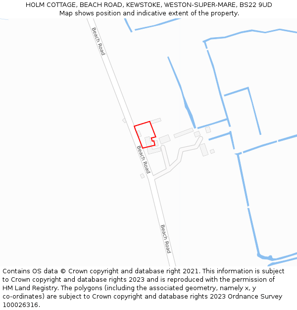HOLM COTTAGE, BEACH ROAD, KEWSTOKE, WESTON-SUPER-MARE, BS22 9UD: Location map and indicative extent of plot