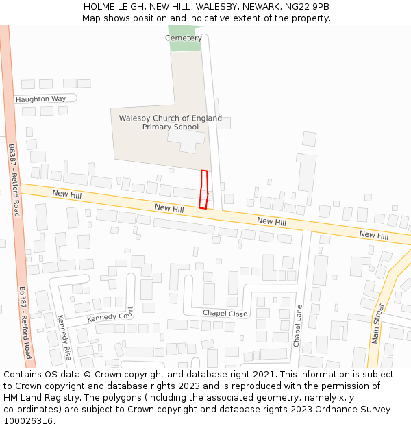 HOLME LEIGH, NEW HILL, WALESBY, NEWARK, NG22 9PB: Location map and indicative extent of plot