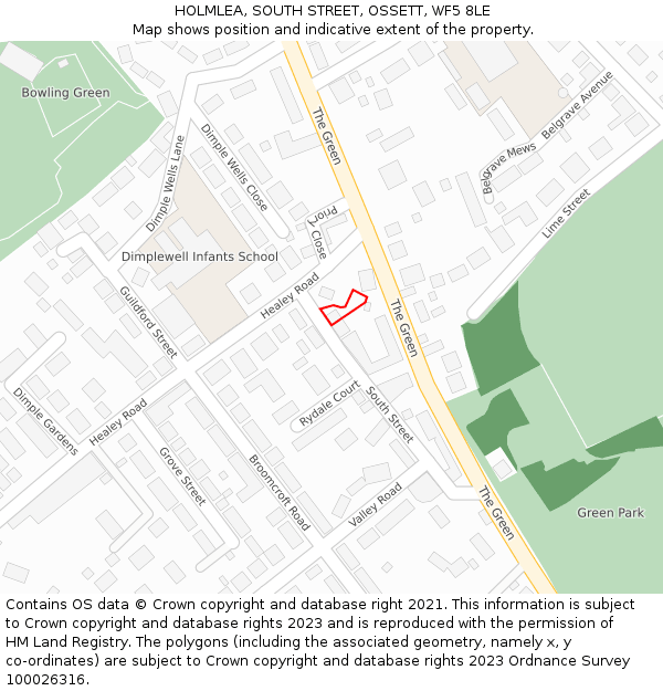 HOLMLEA, SOUTH STREET, OSSETT, WF5 8LE: Location map and indicative extent of plot