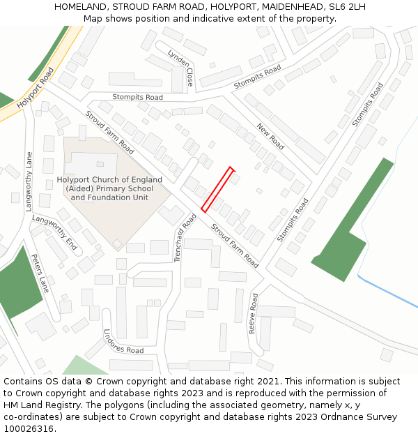 HOMELAND, STROUD FARM ROAD, HOLYPORT, MAIDENHEAD, SL6 2LH: Location map and indicative extent of plot