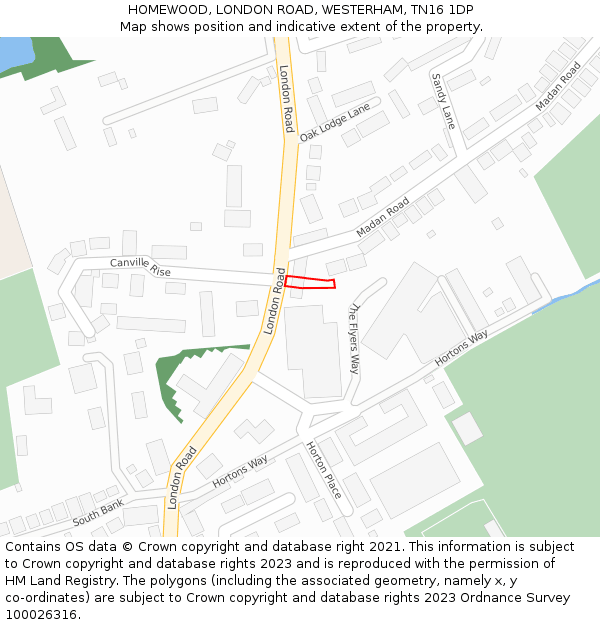 HOMEWOOD, LONDON ROAD, WESTERHAM, TN16 1DP: Location map and indicative extent of plot