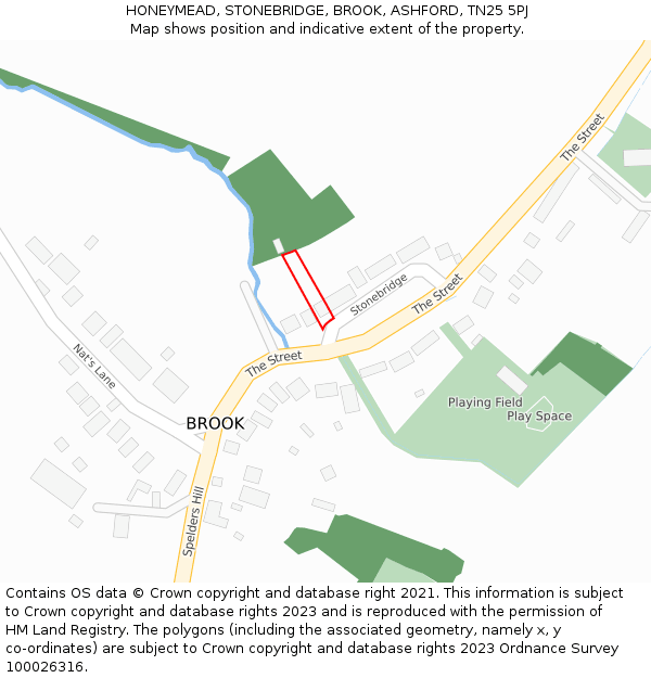 HONEYMEAD, STONEBRIDGE, BROOK, ASHFORD, TN25 5PJ: Location map and indicative extent of plot
