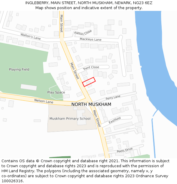 INGLEBERRY, MAIN STREET, NORTH MUSKHAM, NEWARK, NG23 6EZ: Location map and indicative extent of plot