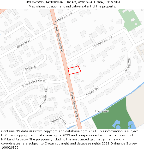 INGLEWOOD, TATTERSHALL ROAD, WOODHALL SPA, LN10 6TN: Location map and indicative extent of plot