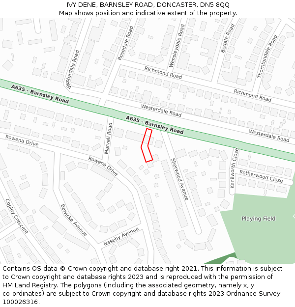 IVY DENE, BARNSLEY ROAD, DONCASTER, DN5 8QQ: Location map and indicative extent of plot