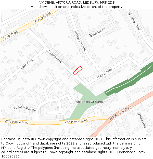 IVY DENE, VICTORIA ROAD, LEDBURY, HR8 2DB: Location map and indicative extent of plot