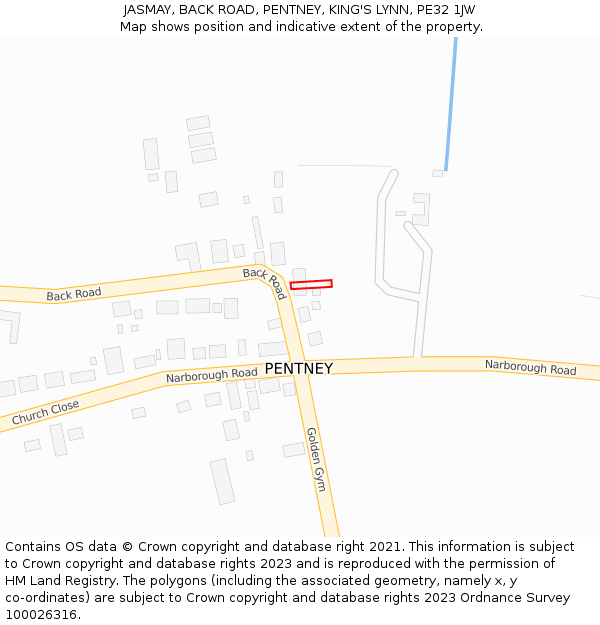 JASMAY, BACK ROAD, PENTNEY, KING'S LYNN, PE32 1JW: Location map and indicative extent of plot
