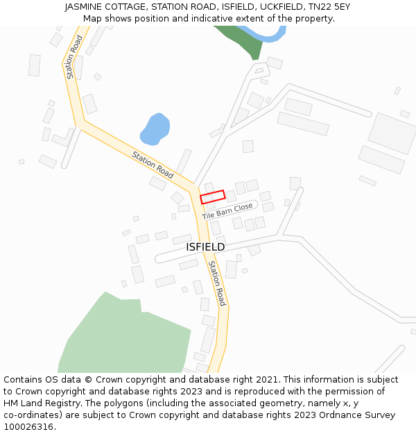 JASMINE COTTAGE, STATION ROAD, ISFIELD, UCKFIELD, TN22 5EY: Location map and indicative extent of plot