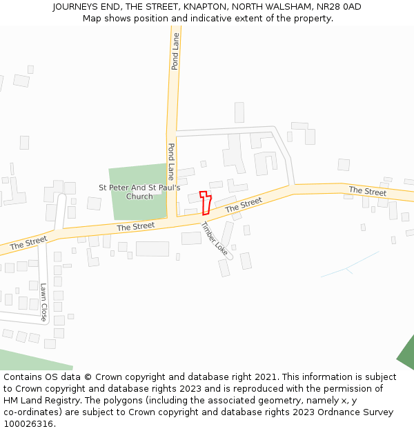 JOURNEYS END, THE STREET, KNAPTON, NORTH WALSHAM, NR28 0AD: Location map and indicative extent of plot