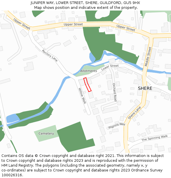 JUNIPER WAY, LOWER STREET, SHERE, GUILDFORD, GU5 9HX: Location map and indicative extent of plot