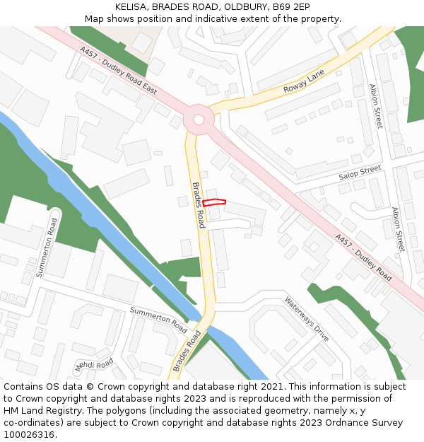 KELISA, BRADES ROAD, OLDBURY, B69 2EP: Location map and indicative extent of plot