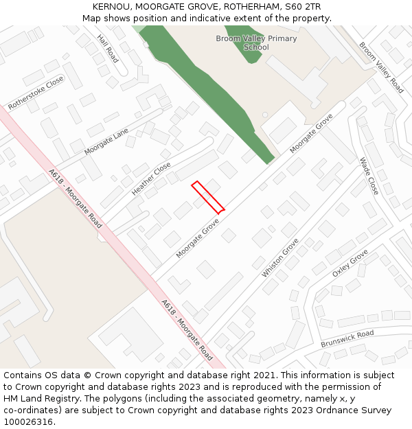 KERNOU, MOORGATE GROVE, ROTHERHAM, S60 2TR: Location map and indicative extent of plot