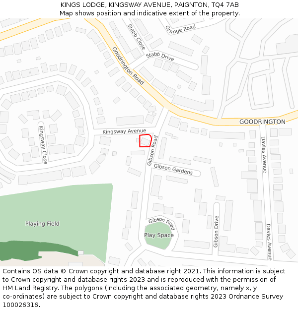 KINGS LODGE, KINGSWAY AVENUE, PAIGNTON, TQ4 7AB: Location map and indicative extent of plot