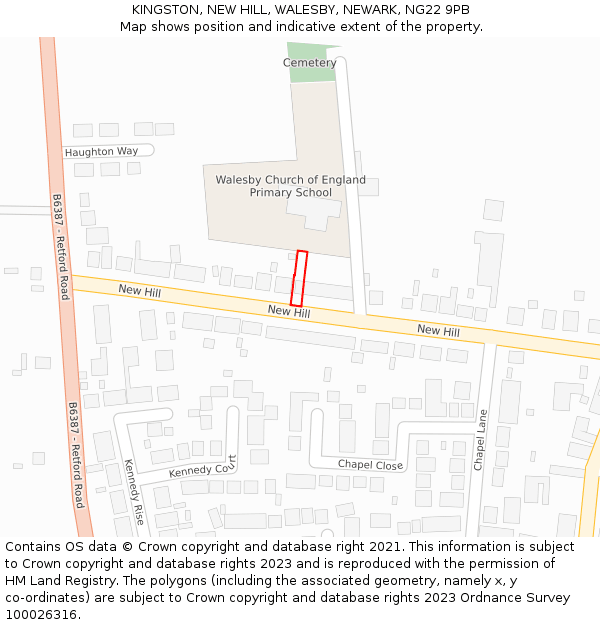 KINGSTON, NEW HILL, WALESBY, NEWARK, NG22 9PB: Location map and indicative extent of plot