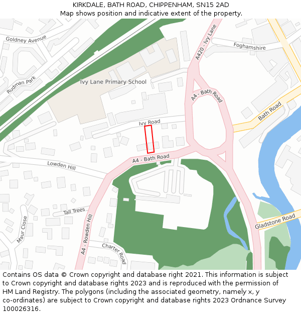 KIRKDALE, BATH ROAD, CHIPPENHAM, SN15 2AD: Location map and indicative extent of plot
