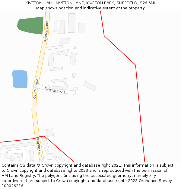 KIVETON HALL, KIVETON LANE, KIVETON PARK, SHEFFIELD, S26 6NL: Location map and indicative extent of plot