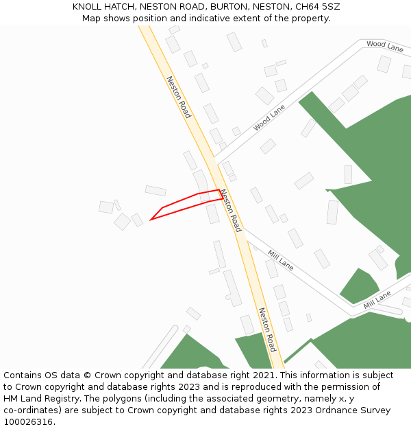 KNOLL HATCH, NESTON ROAD, BURTON, NESTON, CH64 5SZ: Location map and indicative extent of plot