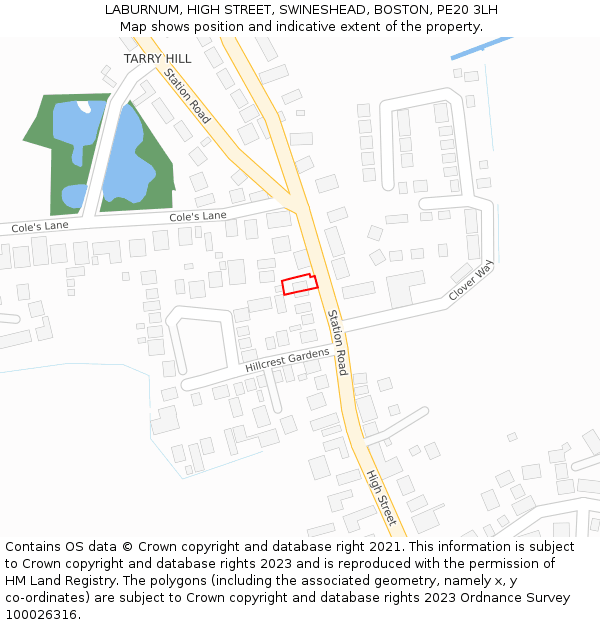 LABURNUM, HIGH STREET, SWINESHEAD, BOSTON, PE20 3LH: Location map and indicative extent of plot