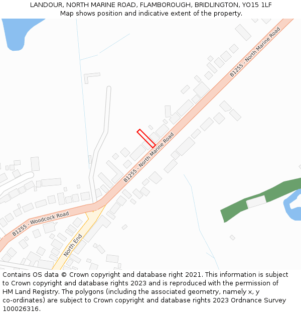 LANDOUR, NORTH MARINE ROAD, FLAMBOROUGH, BRIDLINGTON, YO15 1LF: Location map and indicative extent of plot