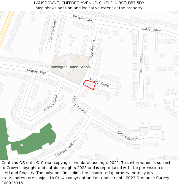 LANSDOWNE, CLIFFORD AVENUE, CHISLEHURST, BR7 5DY: Location map and indicative extent of plot