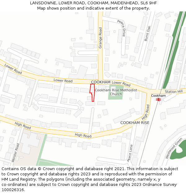 LANSDOWNE, LOWER ROAD, COOKHAM, MAIDENHEAD, SL6 9HF: Location map and indicative extent of plot