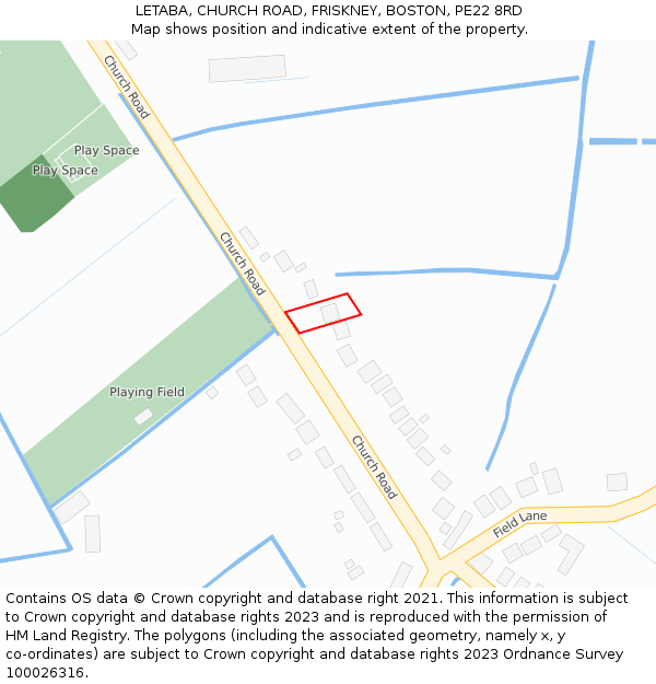LETABA, CHURCH ROAD, FRISKNEY, BOSTON, PE22 8RD: Location map and indicative extent of plot