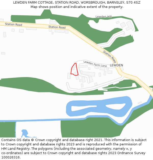 LEWDEN FARM COTTAGE, STATION ROAD, WORSBROUGH, BARNSLEY, S70 4SZ: Location map and indicative extent of plot