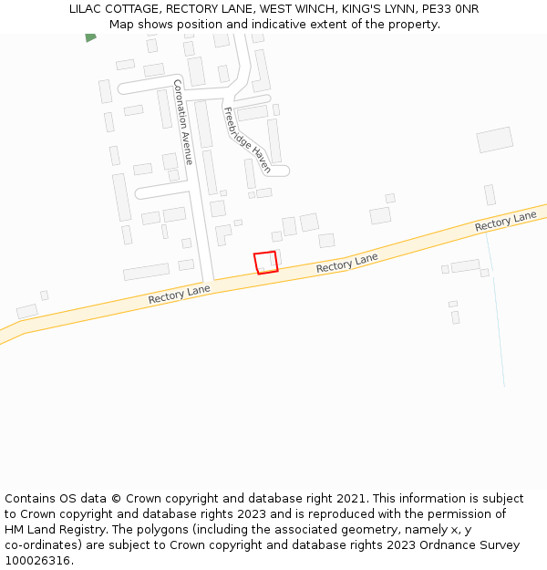 LILAC COTTAGE, RECTORY LANE, WEST WINCH, KING'S LYNN, PE33 0NR: Location map and indicative extent of plot